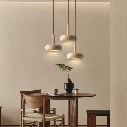 Wabi-Sabi Yellow Travertine Stone Pendant Light