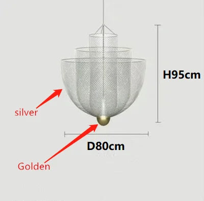 DecorBites™ Grid Meshmatics Dimmable LED Chandelier Pendant - Modern Metal Design