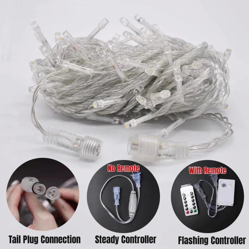 DecorBites™ Icicle LED String Lights: Festive Outdoor Christmas Decoration for Party, Patio, Garden