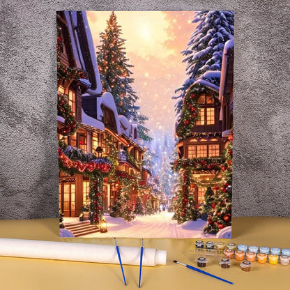 Snow Town Number Drawing Painting By Numbers Christmas Frameless Acrylic Paint Kits Picture For Bedroom Wall Decoration