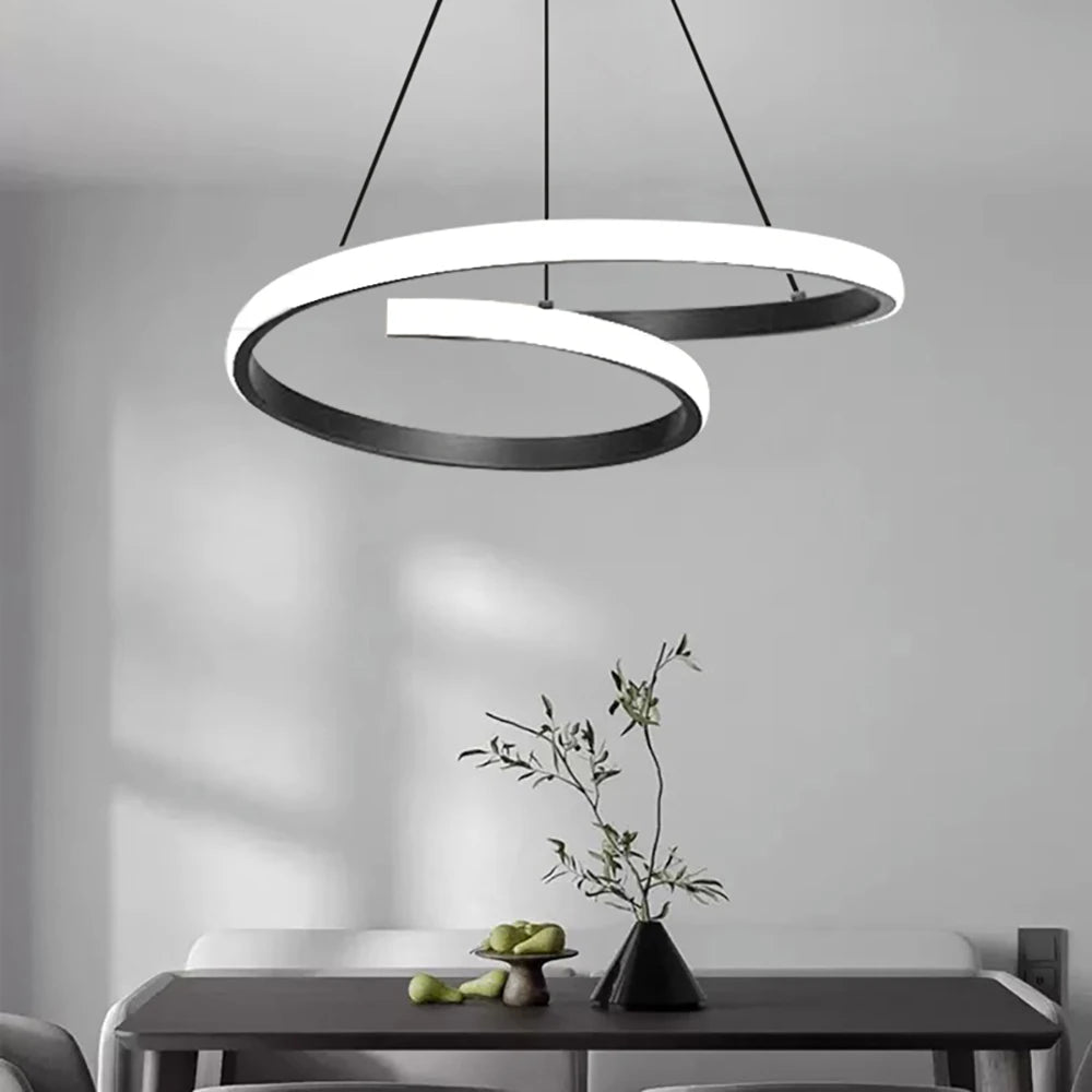 Nordische LED-Hängeleuchte Minimalistisches Doppelring-Design in Schwarz und Weiß Hauptlicht für Wohnzimmer Schlafzimmer Esszimmer Villa