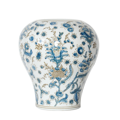 مزهرية خزفية زرقاء وبيضاء من DecorBites™، ديكور منزلي على الطراز الصيني القديم، أصيص زهور