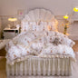 Decobites Princess Lace Ruffles Floral Bedding Set with Duvet Cover and Bed Skirt