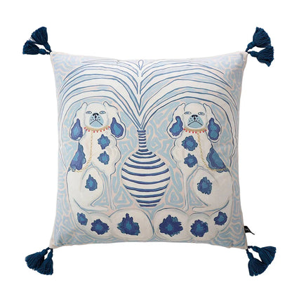 DecorBites™ Handmade Lumbar Pillow Case Lion Dog Floral Decorative Cover