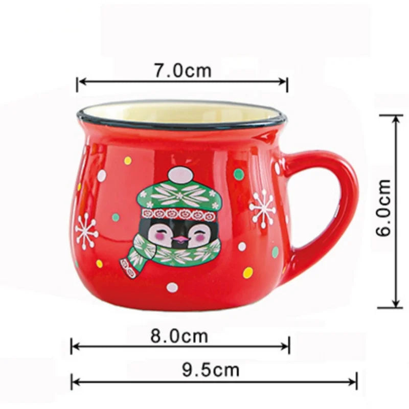 150ML Ceramic Christmas Cup Cartoon Santa Style Cute Elk Mousse Cup Breakfast Water Drinking Tools Coffee Milk Mug for Household