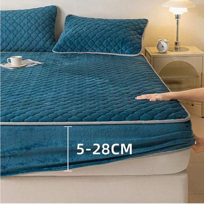 Decobites Thickened Mattress Protector Queen Double Single Elastic Fitted Sheet Anti-slip Bedspread