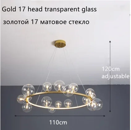 Lámpara de araña LED con bola de cristal DecorBites™: Estilo nórdico moderno para salón, comedor, cocina y estudio