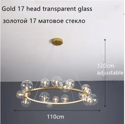 Lámpara de araña LED con bola de cristal DecorBites™: Estilo nórdico moderno para salón, comedor, cocina y estudio