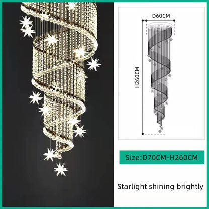 DecorBites™ Crystal Star LED Chandelier for Villa Staircase & Living Room Lighting