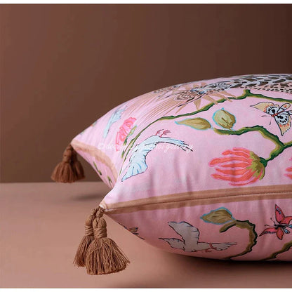 Funda de almohada DecorBites™ Luxe Cheetah Halo: Funda de cojín decorativa con borlas estilo GG