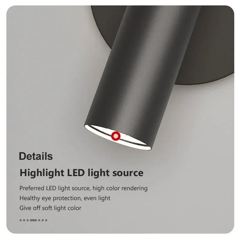 Lámpara de pared LED de aluminio dorado Decorbites™ giratoria para dormitorio, sala de estar y oficina