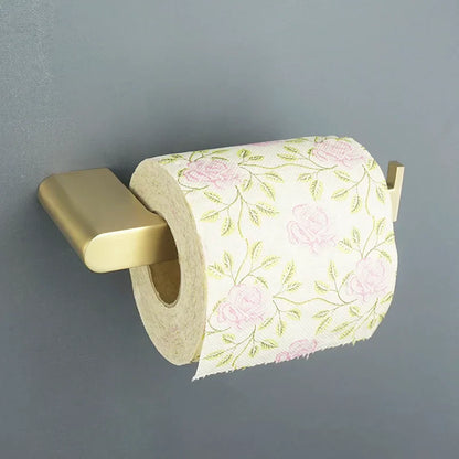 DecorBites™ Gold Bathroom Accessories Set: Towel Bar Rail, Toilet Paper Holder, Towel Rack, Hook