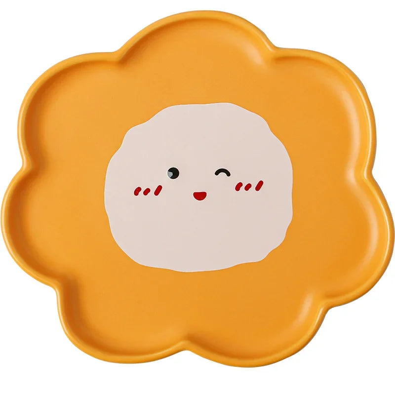 DecorBites™ Cloud Tulip Cartoon Dog Bear Ceramic Dessert Plate Cute Tableware