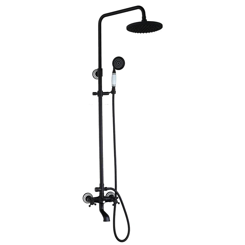 DecorBites™ 8 Inch Matte Black Shower Faucet Set with Hand Spray and Rainfall Head