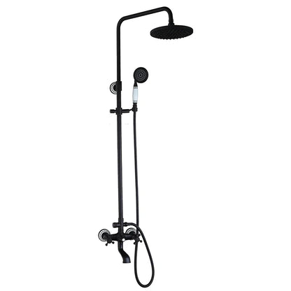 DecorBites™ 8 Inch Matte Black Shower Faucet Set with Hand Spray and Rainfall Head