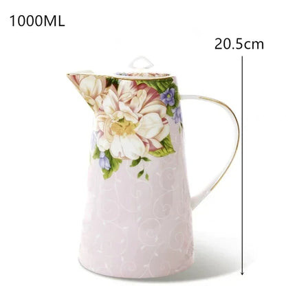 Juego de té DecorBites™ de porcelana fina, tetera y taza resistentes de 1000 ml para el té de la tarde