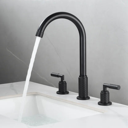 Grifo de lavabo DecorBites™ de latón negro con efecto cascada y diseño de 3 orificios