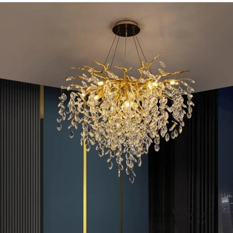 DecorBites™ Crystal G9 Chandelier: Luxury Living Room Branch Pendant Lights, Modern LED Luminarias