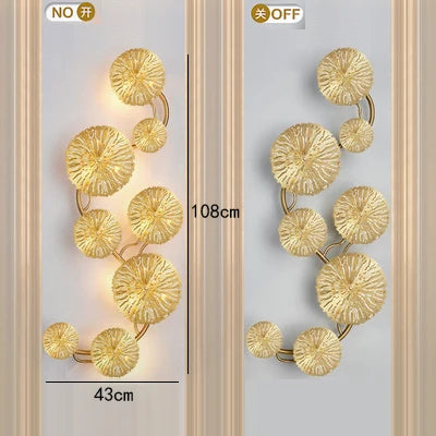 DecorBites™ Gold Flower Copper Frame Wall Sconce for Hotel Dining Room Lighting