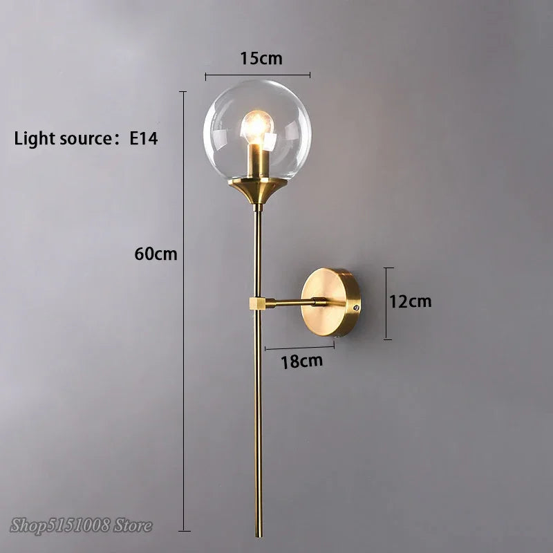 Lámpara de pared de vidrio dorado Decorbites™ con luz LED para cocina, baño, espejo e iluminación interior