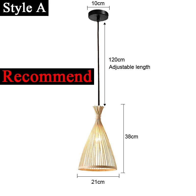 Japanese Bamboo Woven Pendant Light in Natural Finish