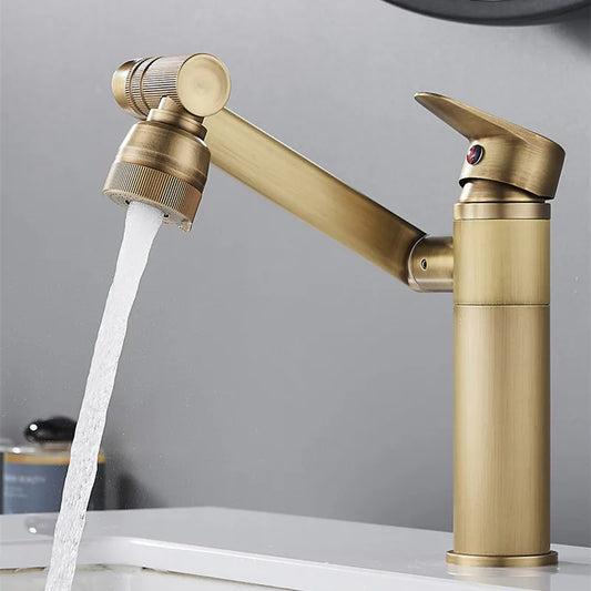 DecorBites™ Antique Bronze Bathroom Sink Faucet Hot Cold Water Mixer Deck Mounted