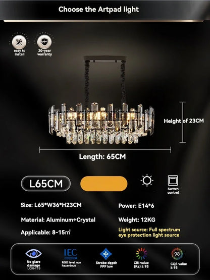 DecorBites™ Gold Crystal Ceiling Chandelier: Luxury Modern LED Pendant for Home Décor