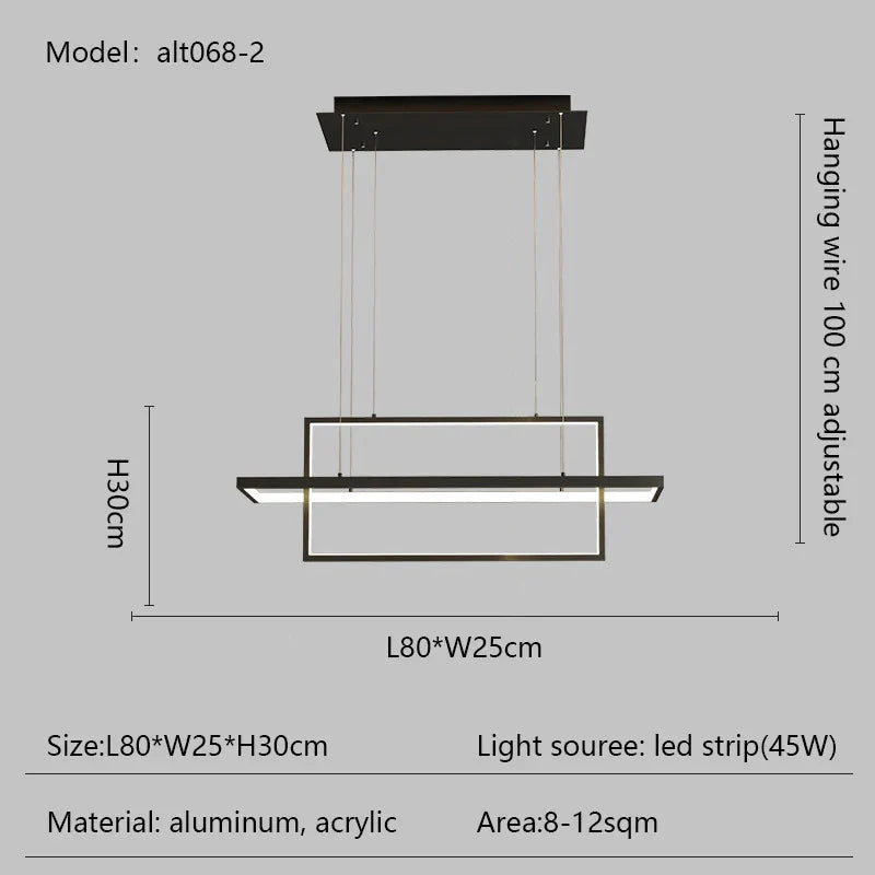 DecorBites™ LED Rectangle Pendant Lights for Dining Room and Kitchen
