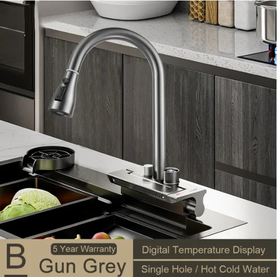 DecorBites™ Digital Display Pull Out Kitchen Faucet