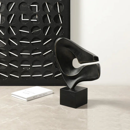 DecorBites™ Abstract Hollowed-out Resin Sculpture, Black and White Modern Home Decor Statue.