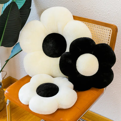 Decobites Flower Cushion Sofa Pad Black White Lumbar Support Pillow Room Decor