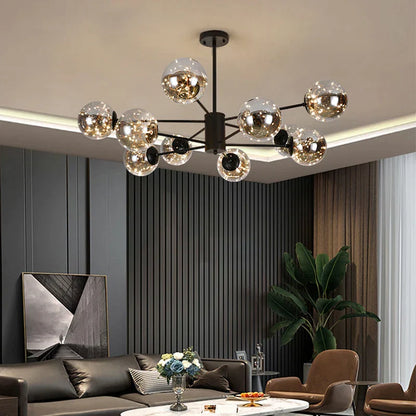 DecorBites™ Gold Star Glass Ball Pendant Light: Modern Nordic LED Chandelier for Home Décor