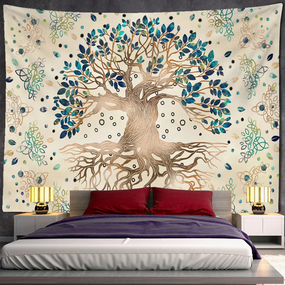 Decobites Psychedelic Tree of Life Mandala Wall Tapestry for Boho Home Decor