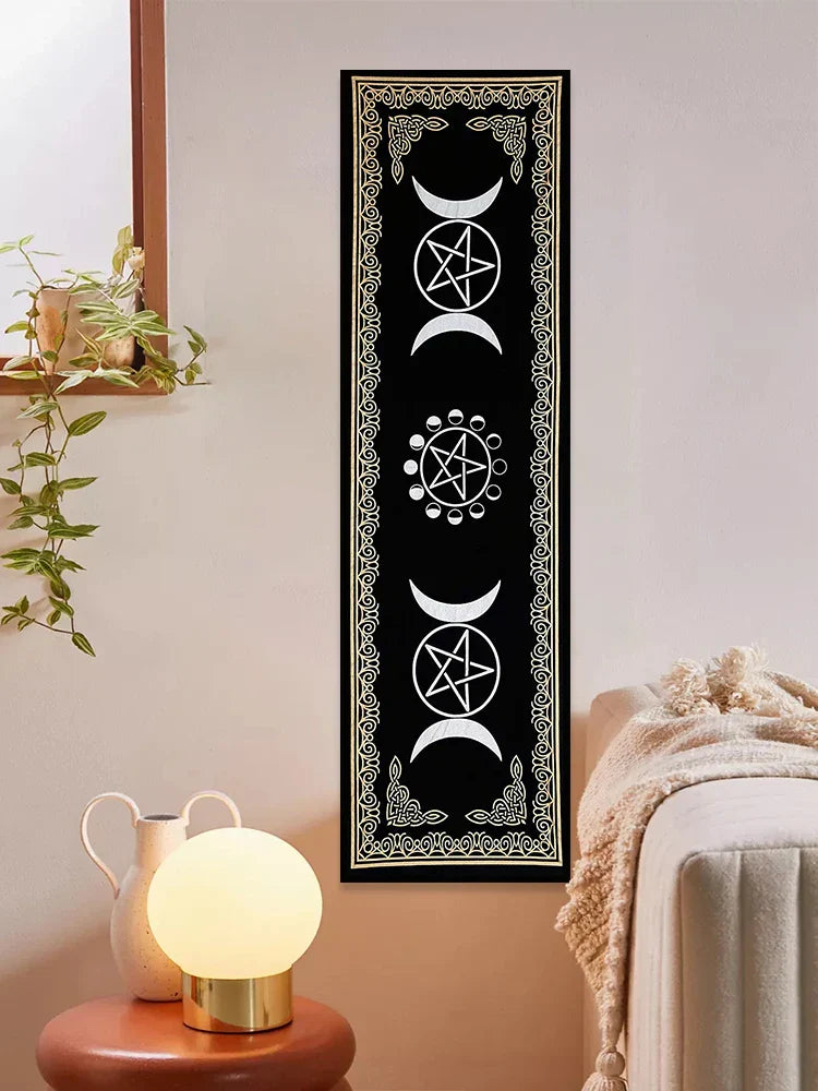 Decobites Triple Moon Phases Tapestry Wall Hanging | Mystical Tarot Boho Room Decor