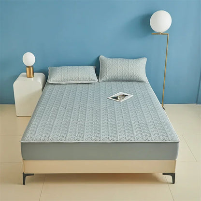 DecorBites™ Ice Silky Latex Fitted Sheet Set - Soft Breathable Solid Color Mat