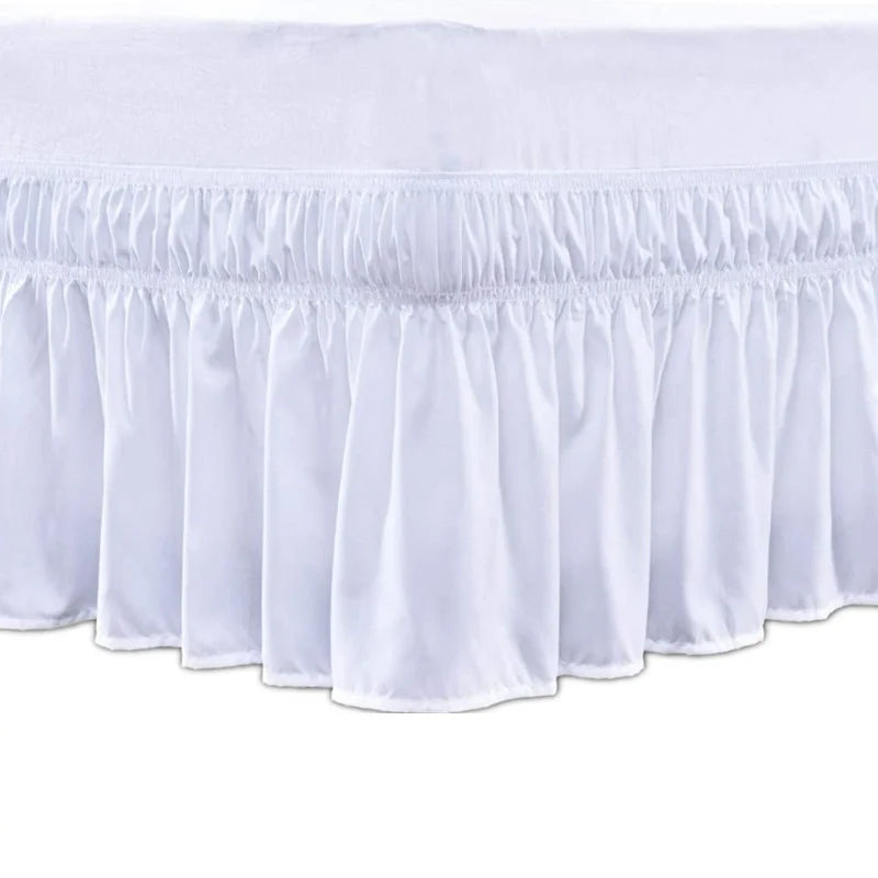 DecorBites™ Elastic Bed Skirt - Soft Wrap Around Ruffles - Fade Resistant Solid Color