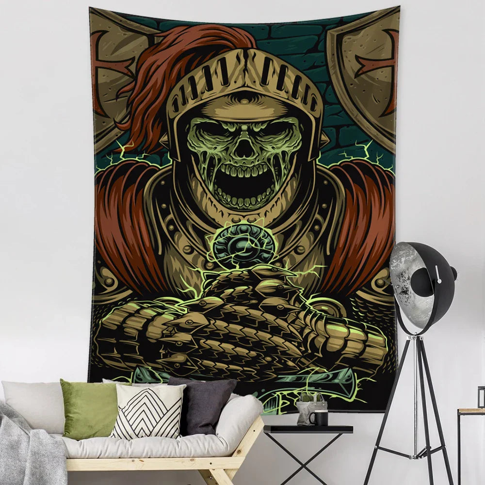 Decobites Viking Person Head Tapestry Psychedelic Wall Hanging for Bohemian Room Decor