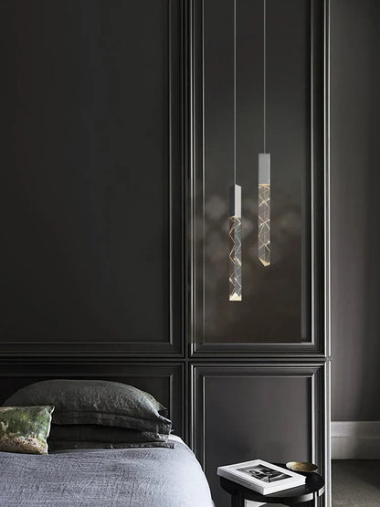 Lámpara de araña LED DecorBites™ Crystal Column: Lámpara colgante de lujo para escaleras, iluminación moderna para la decoración del hogar