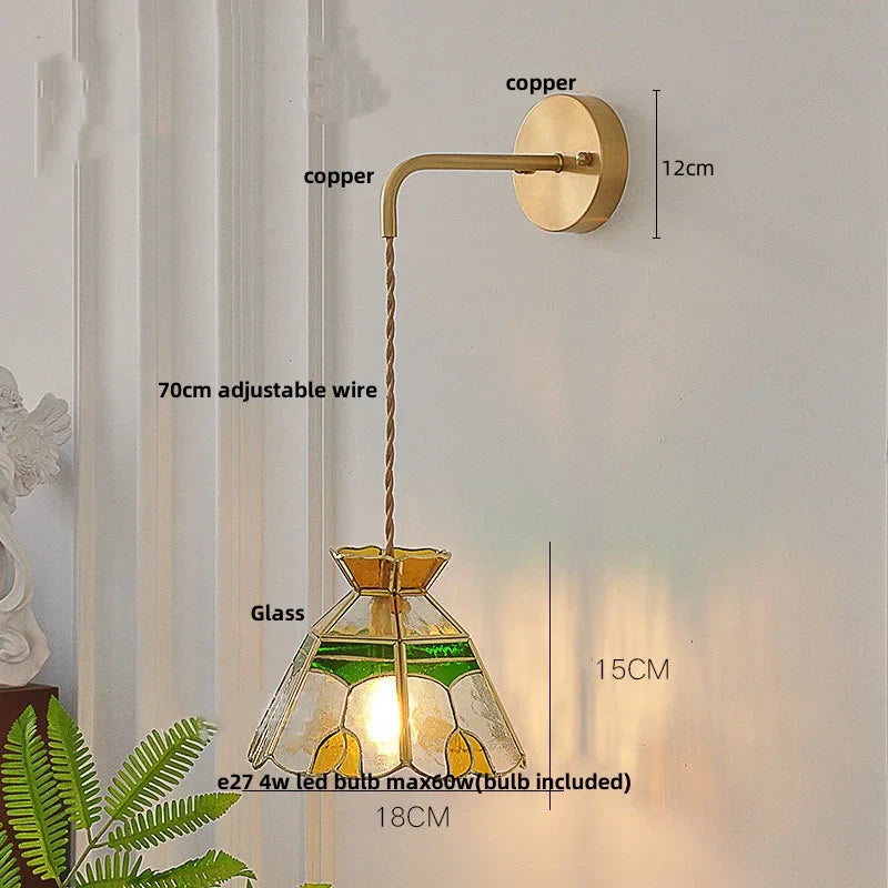 DecorBites™ Glass Wall Lamp with Pull Chain Switch and Adjustable LED Light