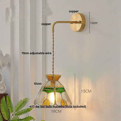 DecorBites™ Glass Wall Lamp with Pull Chain Switch and Adjustable LED Light