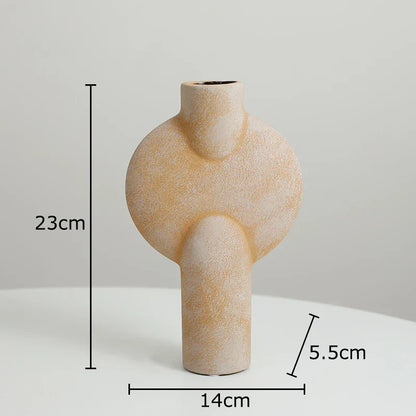 DecorBites™ Ceramic Disc Vase: Geometric Round Table Decoration for Floral Arrangement