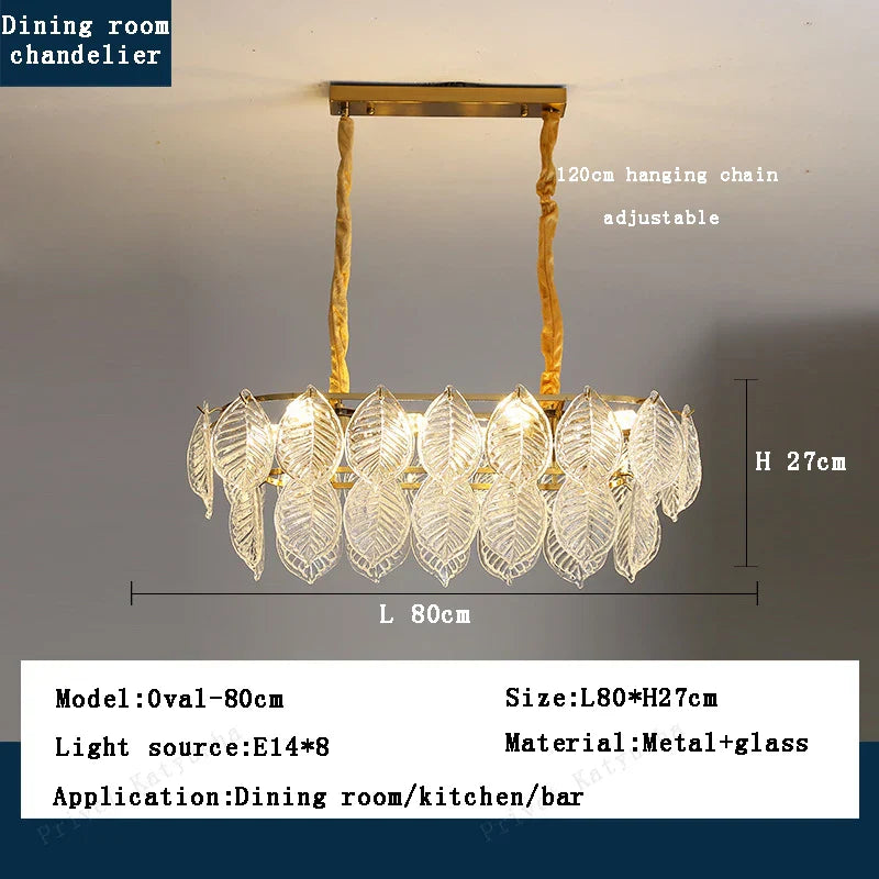 Decorbites™ Blatt-Glas-Hängelampe Luxus-Esszimmer-Deckenleuchte