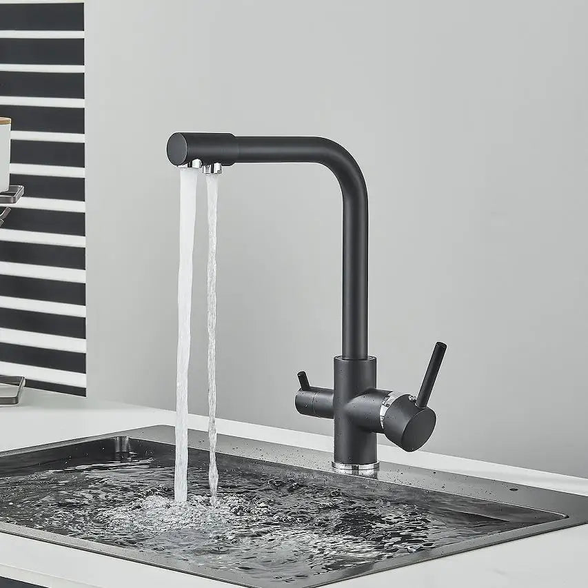 صنبور مطبخ أسود من DecorBites™ مع خاصية تنقية المياه الدوارة