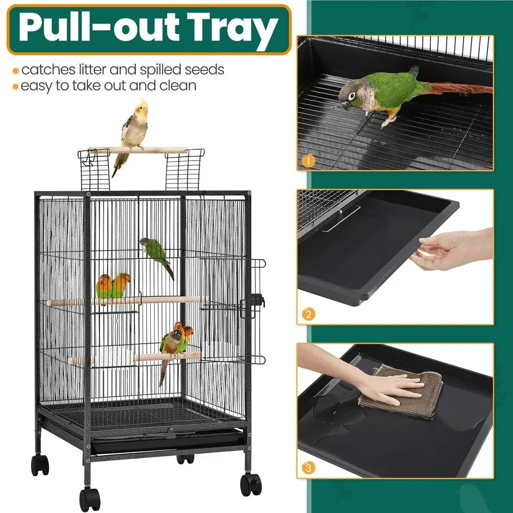 Decorbites™ 31-Zoll Vogelkäfig mit Rädern und offenem Oberteil für Papageien