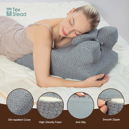 Decobites Memory Foam Bed Wedge Pillow for Back and Neck Pain Relief