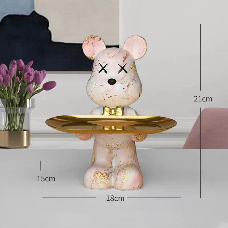 DecorBites™ Graffiti Bear Figurine: Modern Home Decor Statue for Keys Storage Shelf