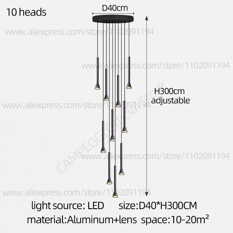 DecorBites™ Horn-Shaped Nordic Pendant Lamp for Modern Living Room and Staircase