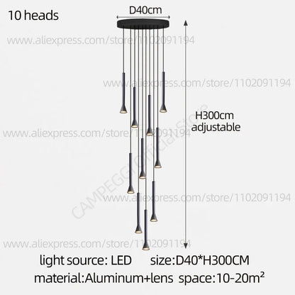 DecorBites™ Horn-Shaped Nordic Pendant Lamp for Modern Living Room and Staircase