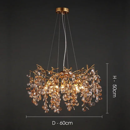 Lámpara de araña LED de cristal DecorBites™ de 60/80/100 cm, color dorado, de lujo, para comedor y sala de estar.