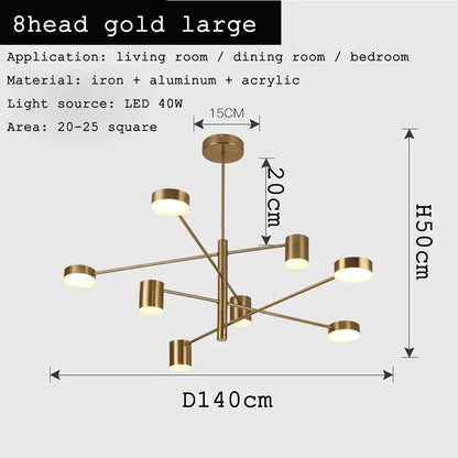 DecorBites™ Black Gold White LED Chandelier: Stylish Nordic Loft Lamp for Livingroom & Bedroom
